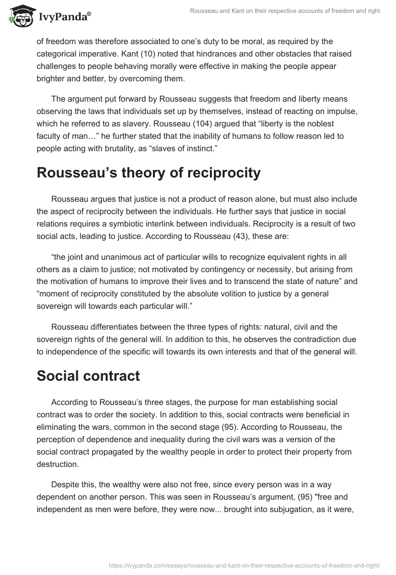Rousseau and Kant on their respective accounts of freedom and right. Page 3