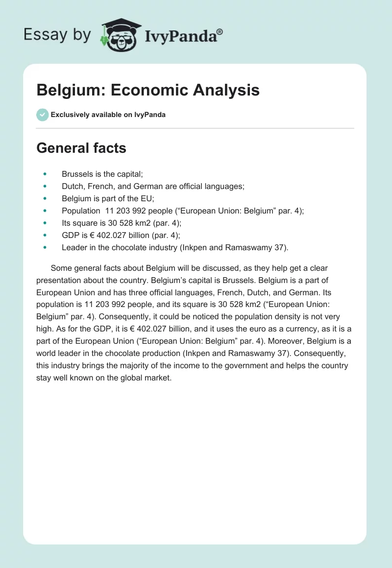 Belgium: Economic Analysis. Page 1