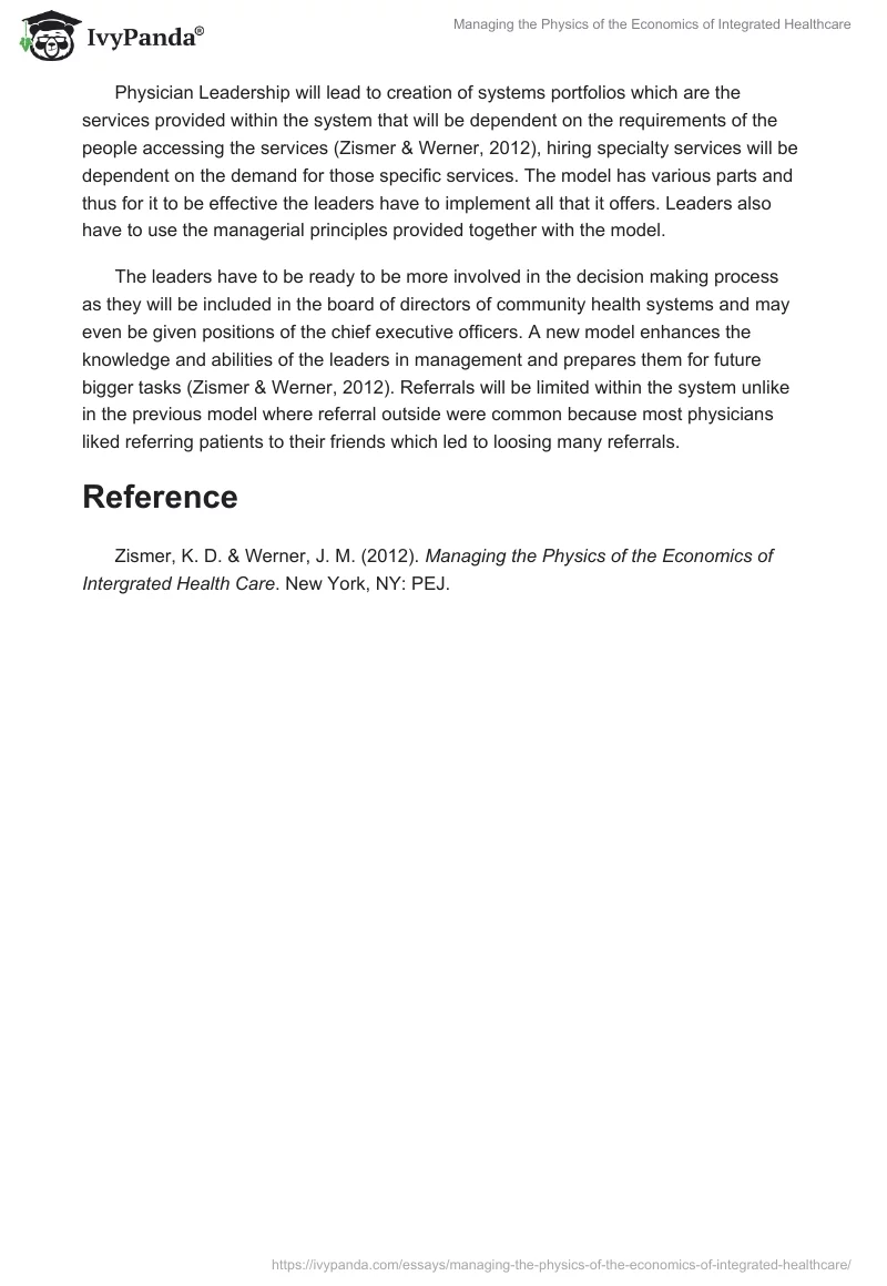 Managing the Physics of the Economics of Integrated Healthcare. Page 4