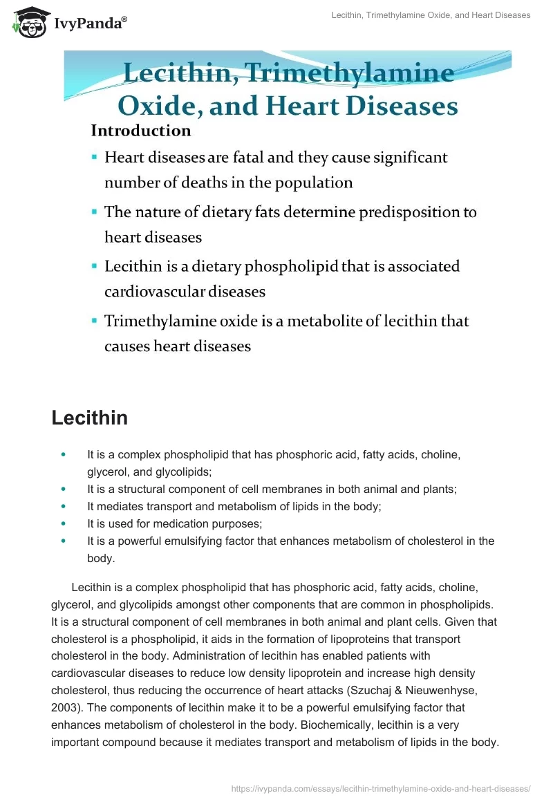 Lecithin, Trimethylamine Oxide, and Heart Diseases. Page 2