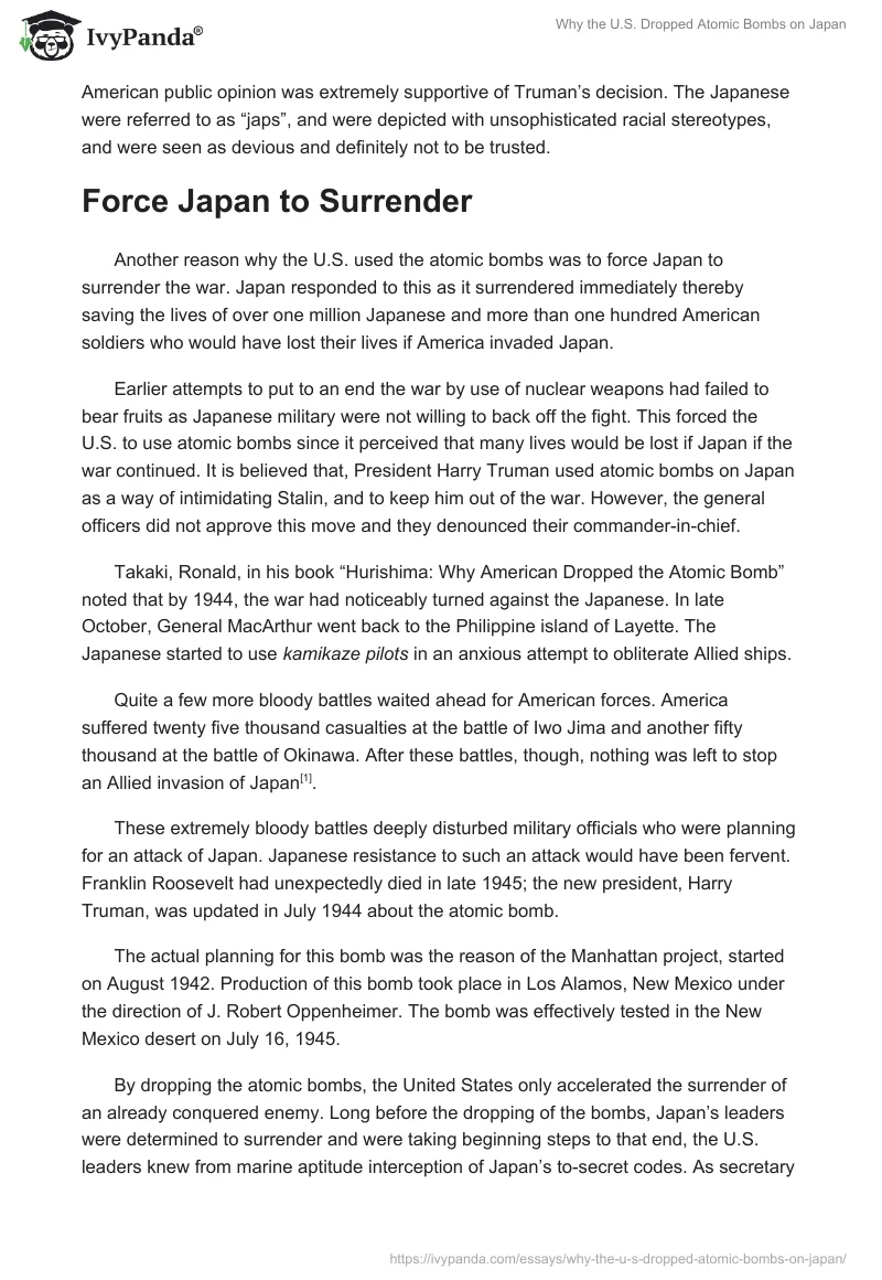 Why the U.S. Dropped Atomic Bombs on Japan. Page 2