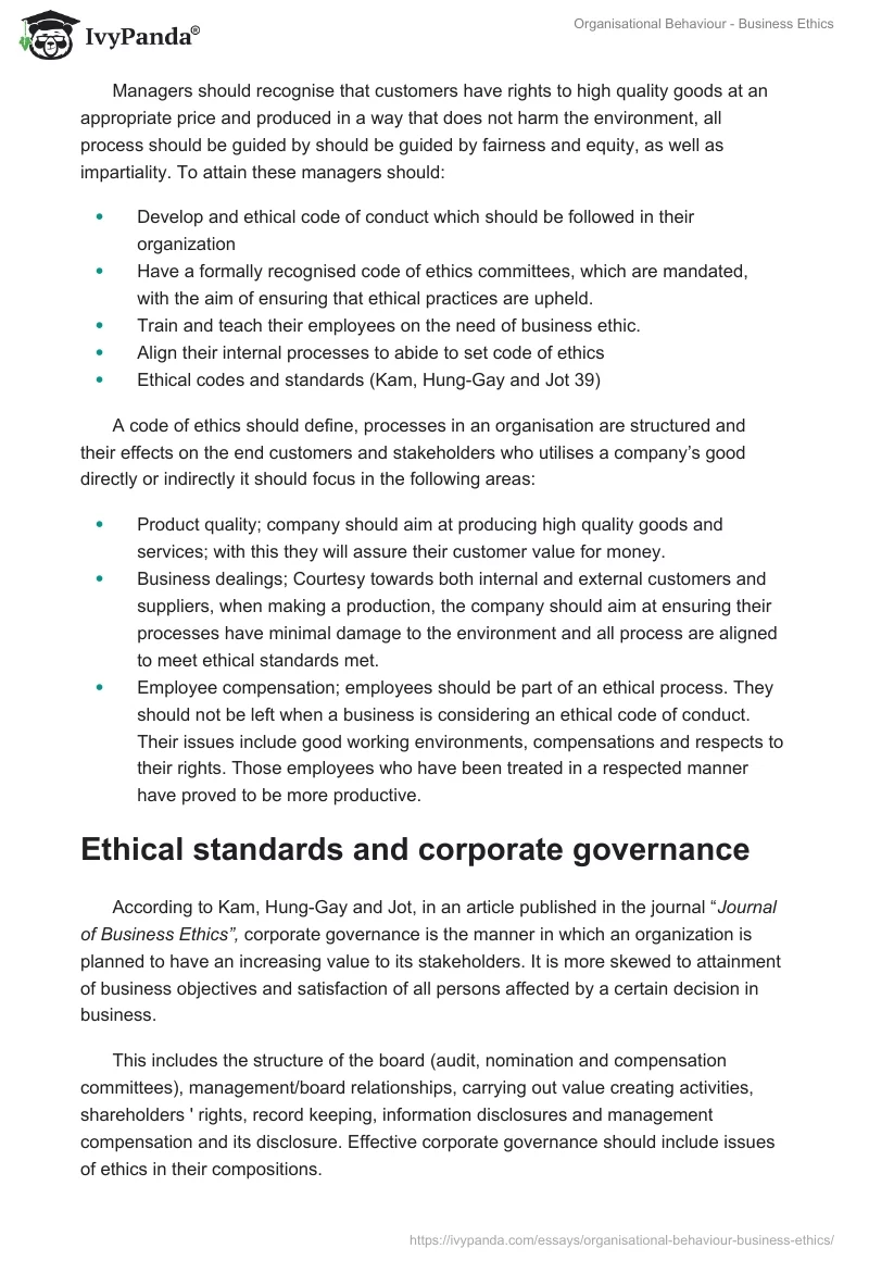 Organisational Behaviour - Business Ethics. Page 2