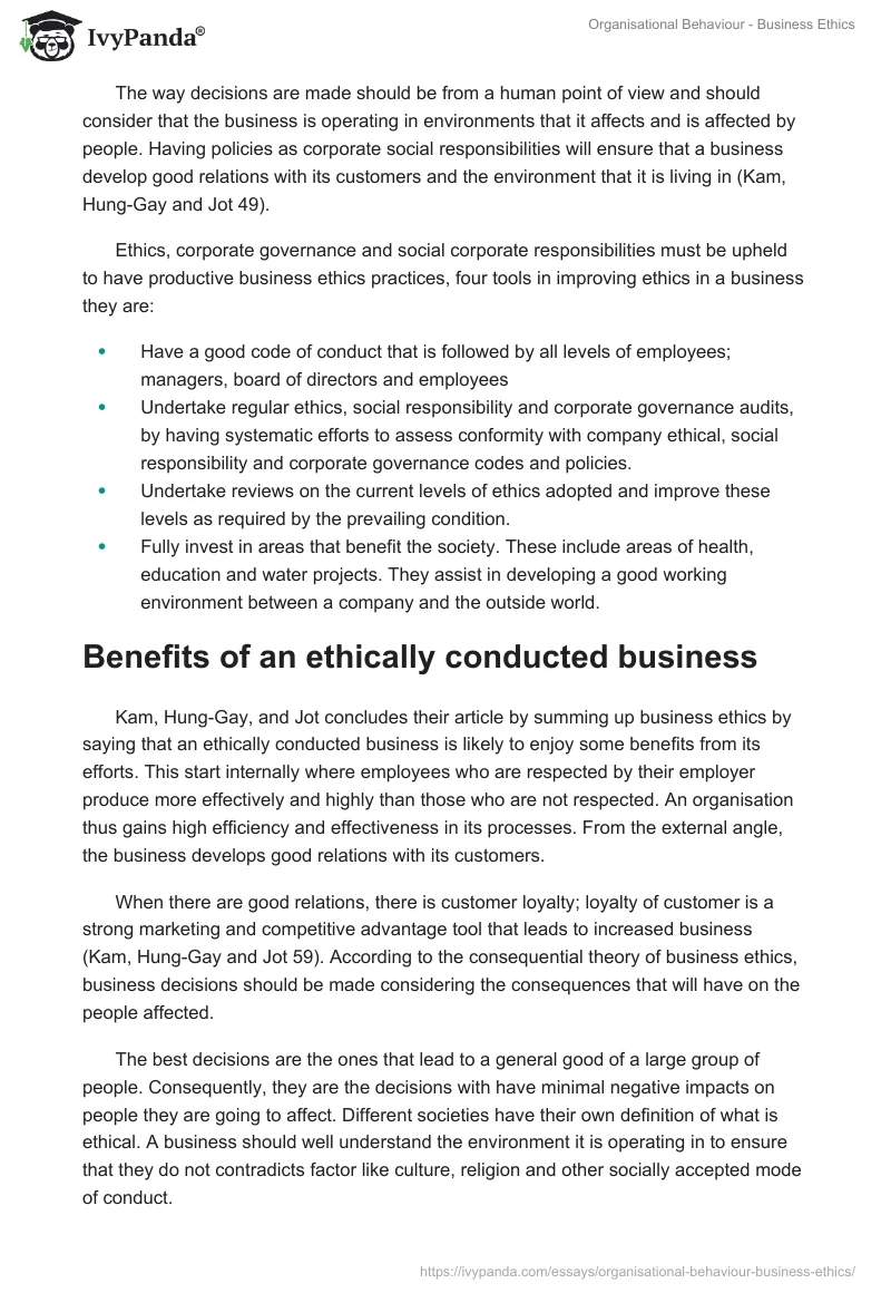 Organisational Behaviour - Business Ethics. Page 3