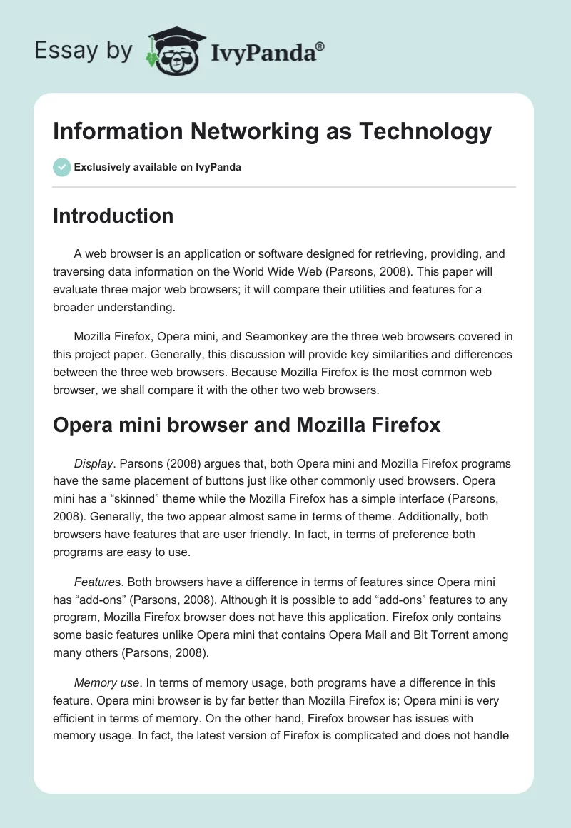 Information Networking as Technology. Page 1