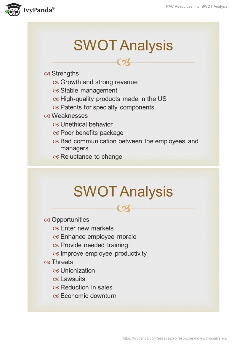 SWOT Analysis: PAC Resources, Inc. Page 5