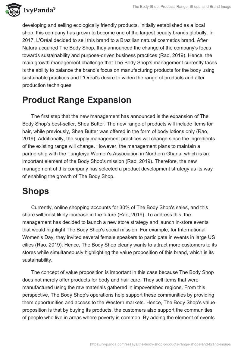 The Body Shop: Products Range, Shops, and Brand Image. Page 2
