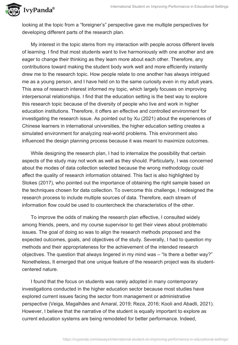 International Student on Improving Performance in Educational Settings. Page 2