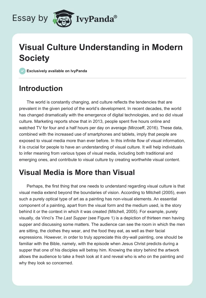 Visual Culture Understanding in Modern Society. Page 1