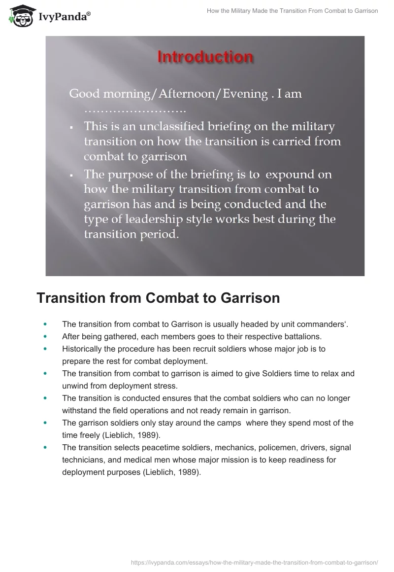 How the Military Made the Transition From Combat to Garrison. Page 2