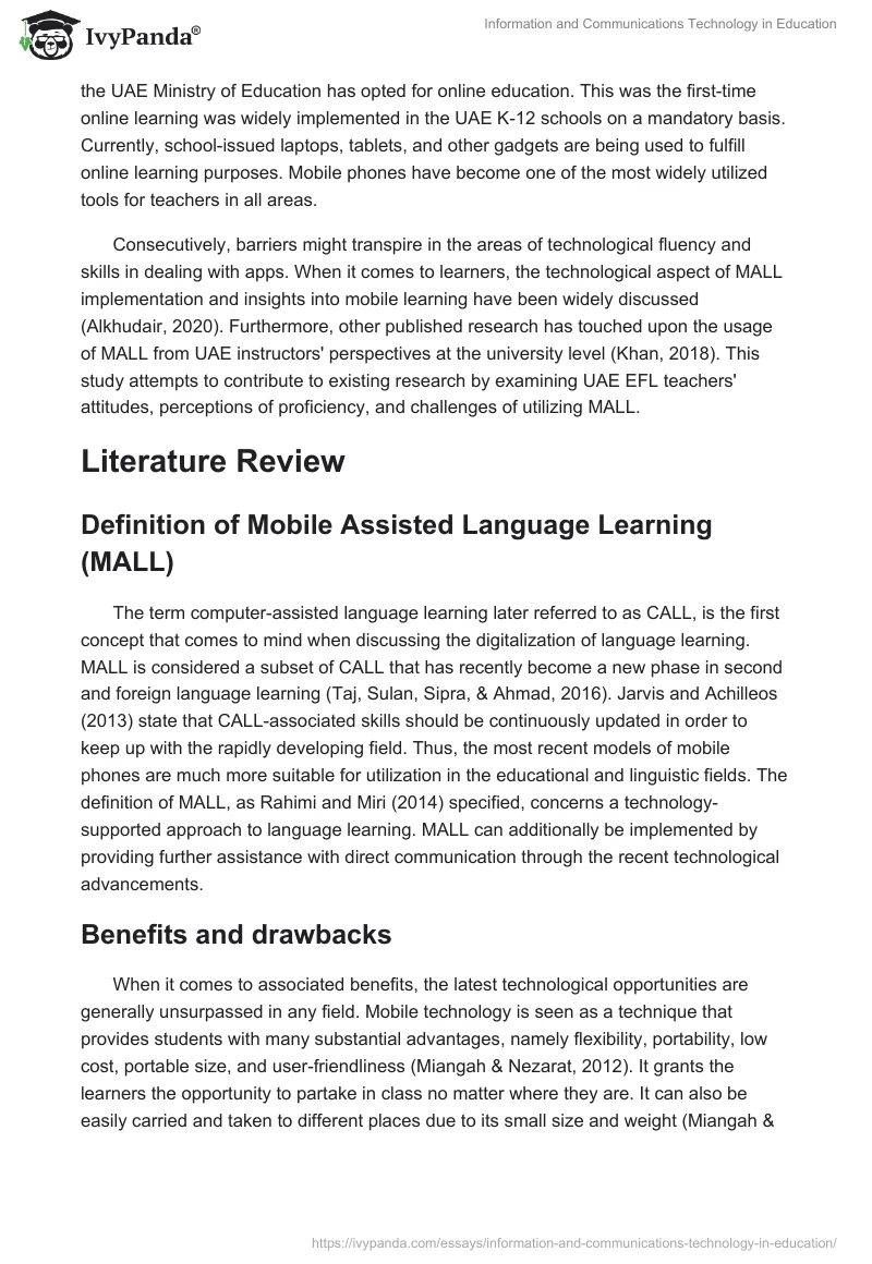 Information and Communications Technology in Education. Page 2