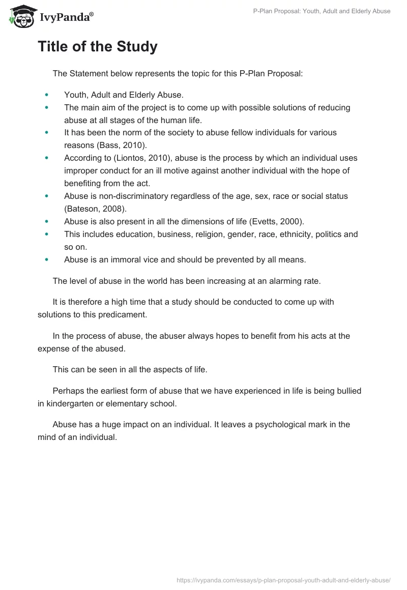P-Plan Proposal: Youth, Adult and Elderly Abuse. Page 4
