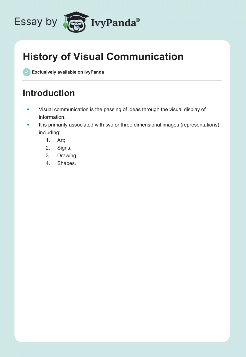 History of Visual Communication. Page 1