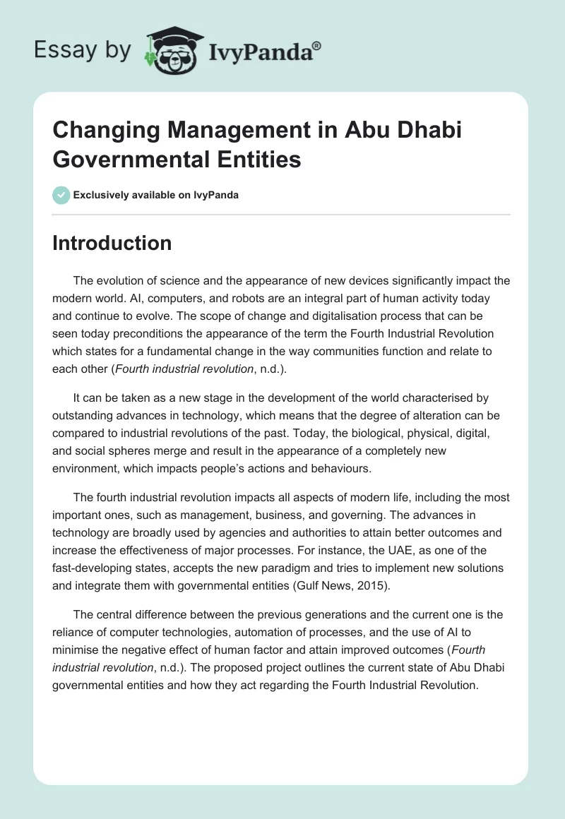 Changing Management in Abu Dhabi Governmental Entities. Page 1