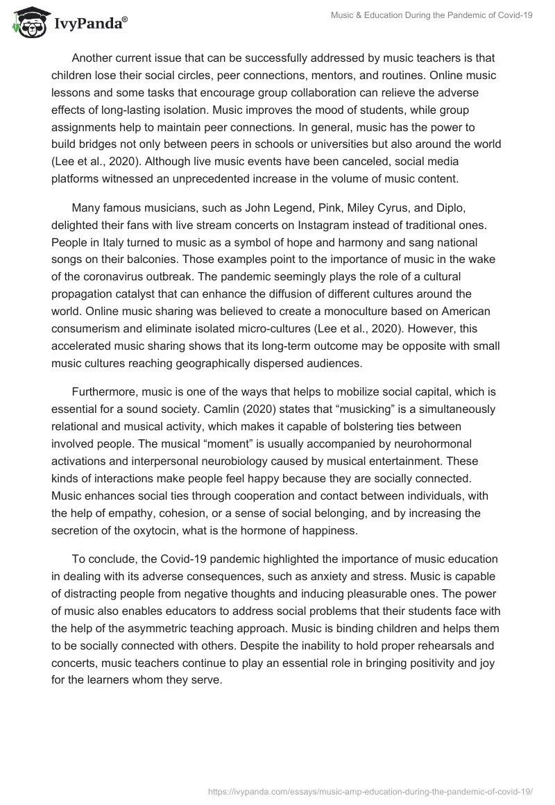 Music & Education During the Pandemic of Covid-19. Page 3