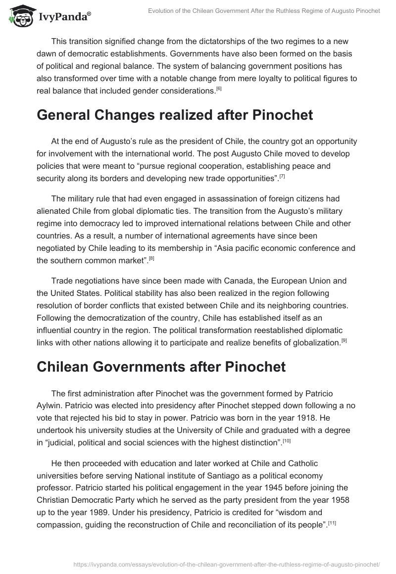 Evolution of the Chilean Government After the Ruthless Regime of Augusto Pinochet. Page 4