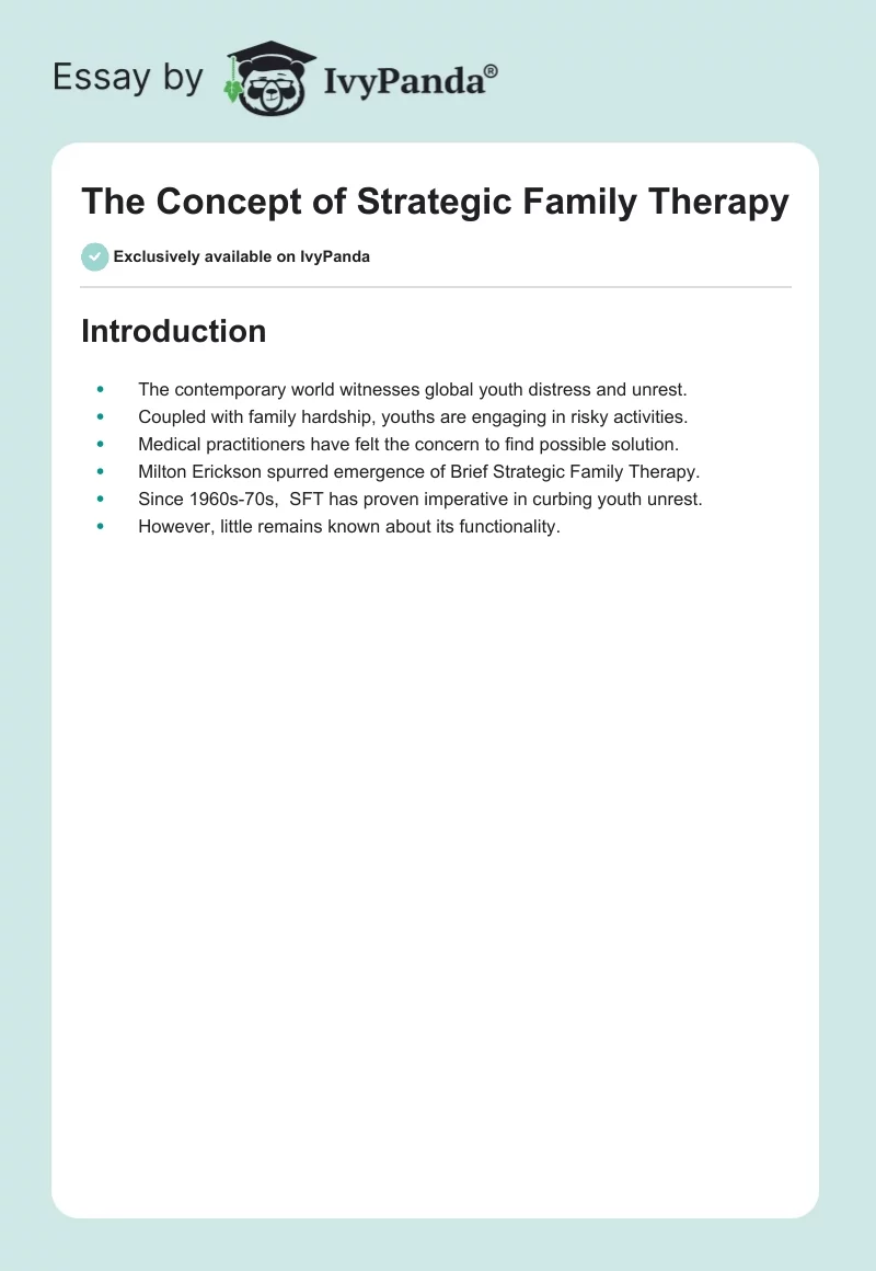 The Concept of Strategic Family Therapy. Page 1