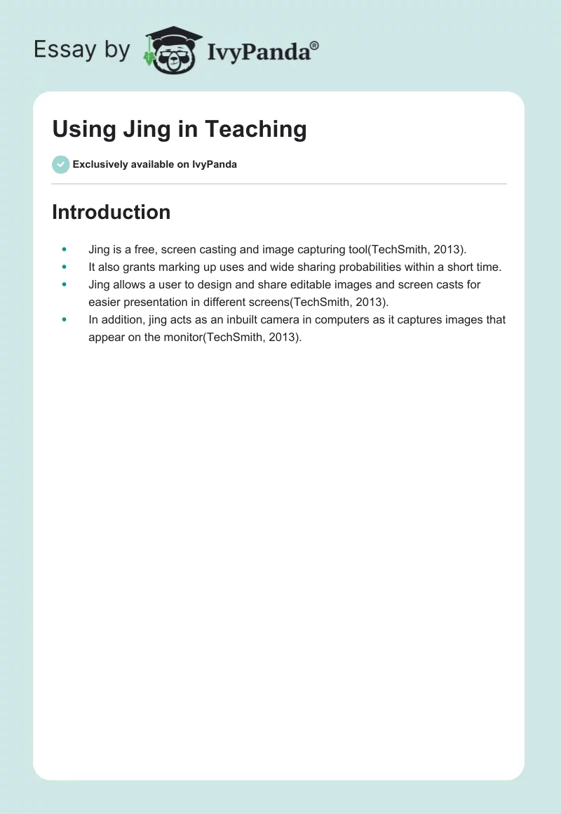 Using Jing in Teaching. Page 1