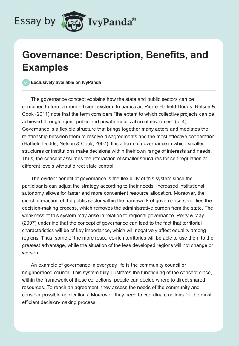 Governance: Description, Benefits, and Examples. Page 1