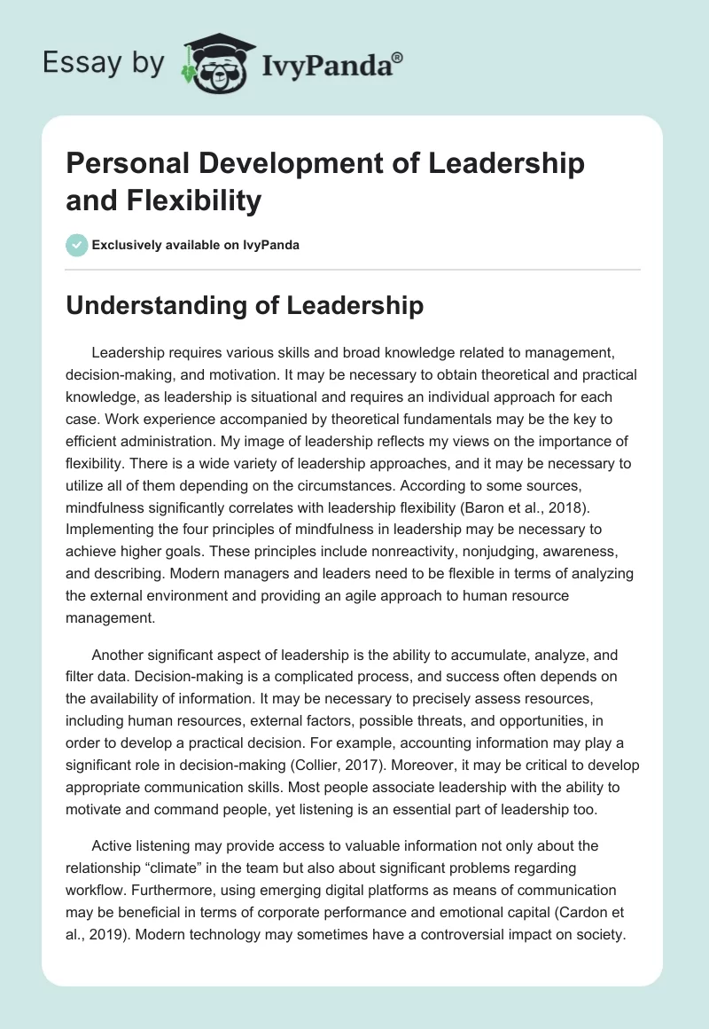 Personal Development of Leadership and Flexibility. Page 1