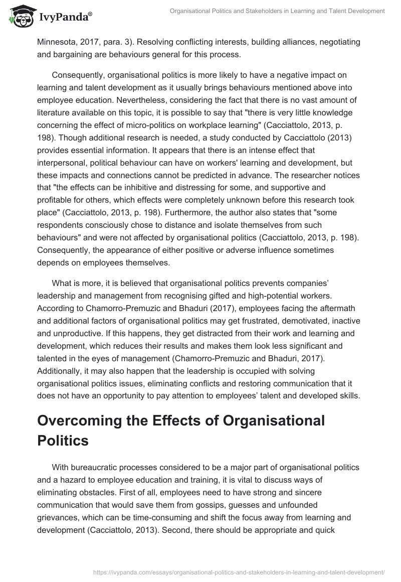Organisational Politics and Stakeholders in Learning and Talent Development. Page 2