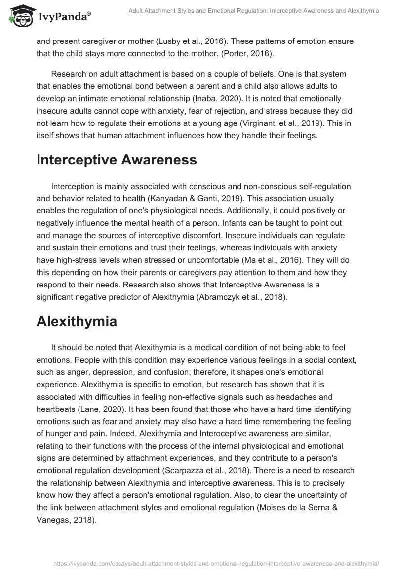 Adult Attachment Styles and Emotional Regulation: Interceptive Awareness and Alexithymia. Page 2