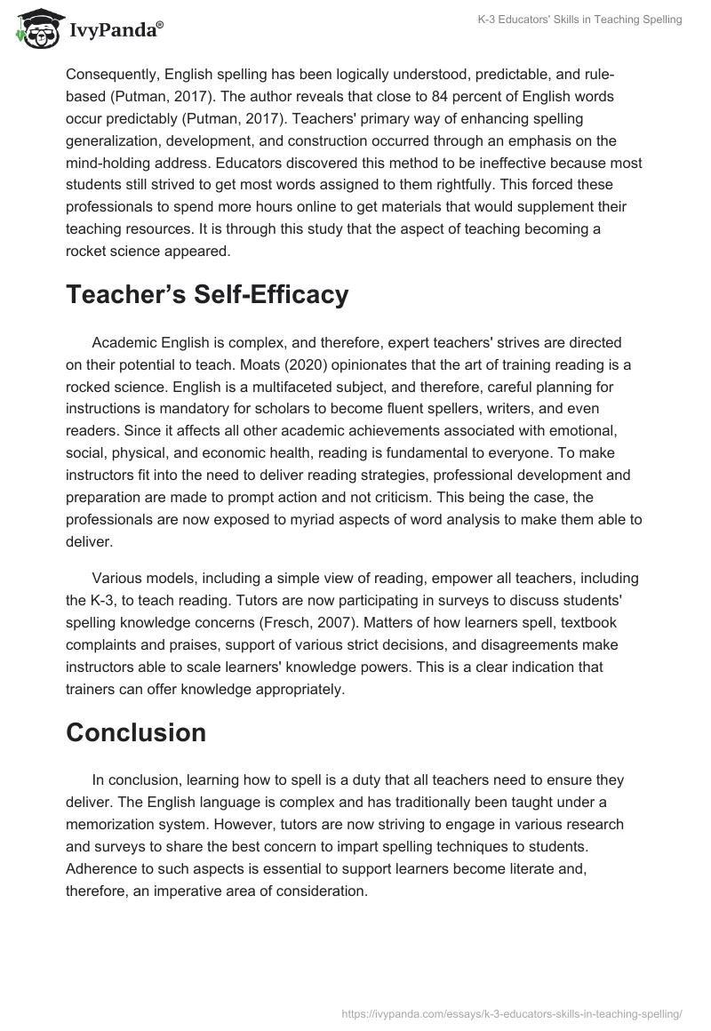 K-3 Educators' Skills in Teaching Spelling. Page 2