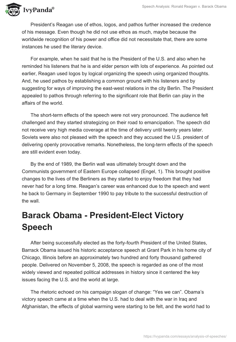 Speech Analysis: Ronald Reagan vs. Barack Obama. Page 4