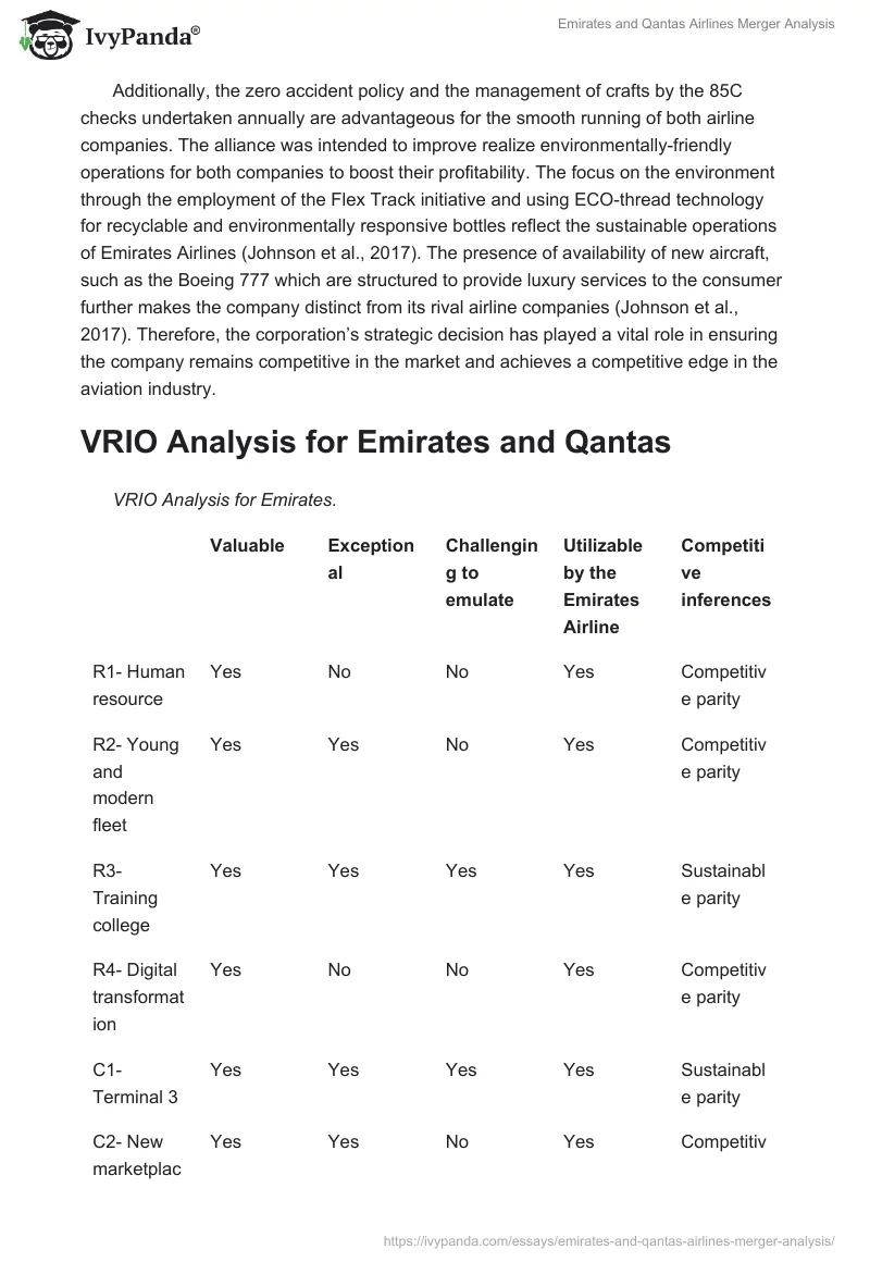 Emirates and Qantas Airlines Merger Analysis. Page 5