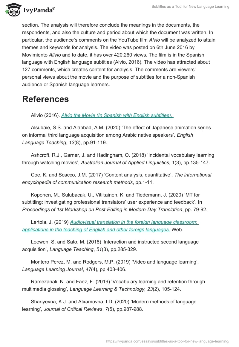Subtitles as a Tool for New Language Learning. Page 5