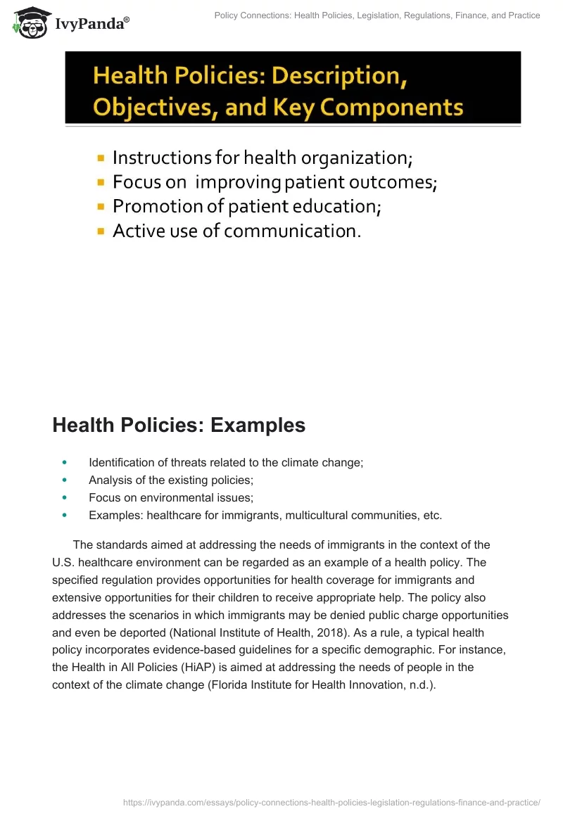 Policy Connections: Health Policies, Legislation, Regulations, Finance, and Practice. Page 3