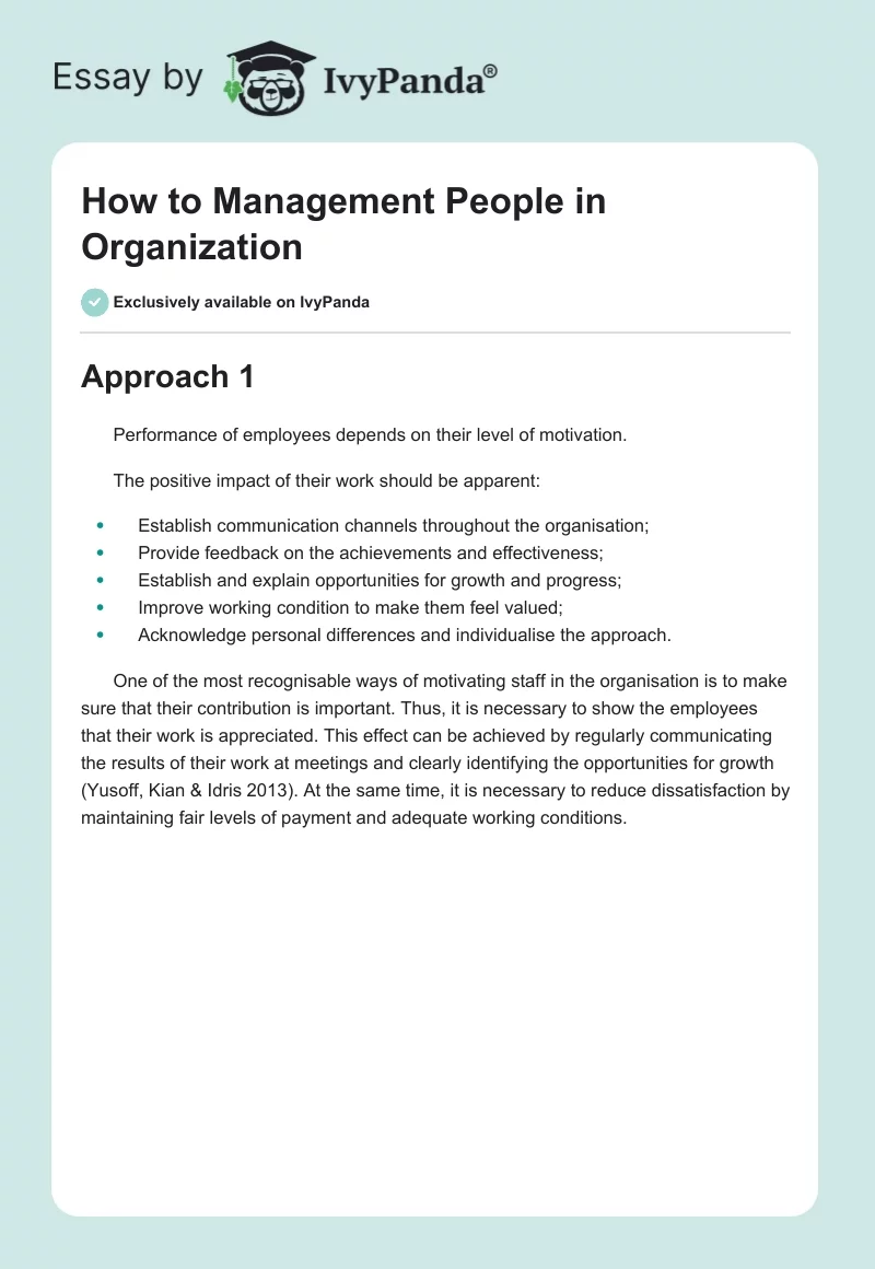 How to Management People in Organization. Page 1