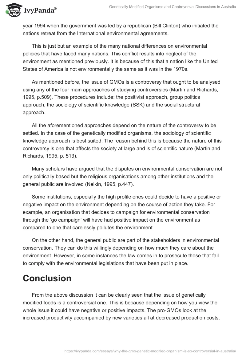 Genetically Modified Organisms and Controversial Discussions in Australia. Page 5