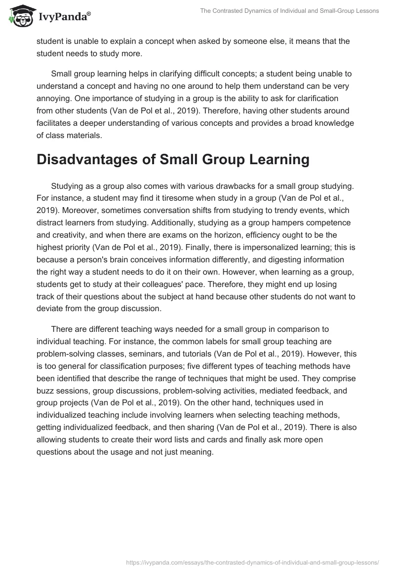The Contrasted Dynamics of Individual and Small-Group Lessons. Page 3