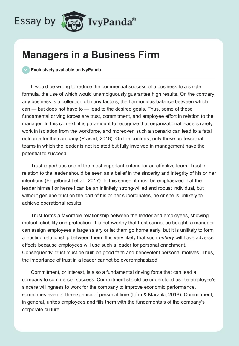 Managers in a Business Firm. Page 1