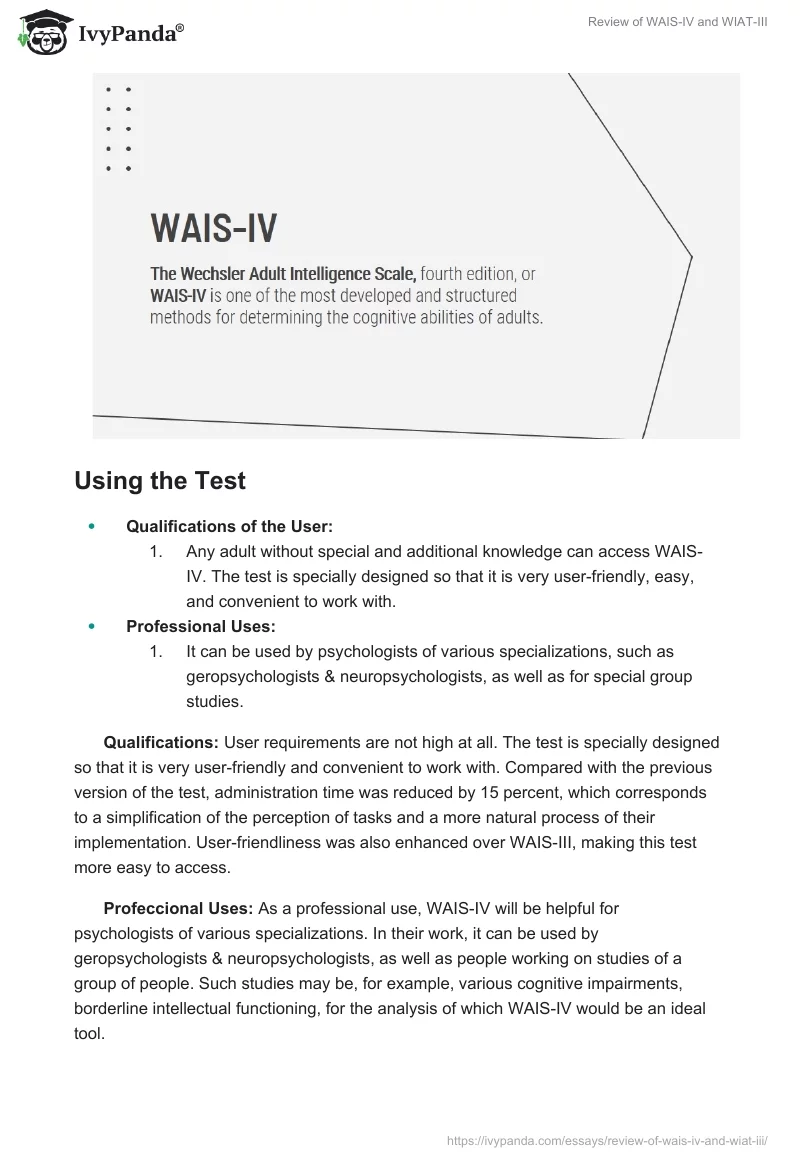Review of WAIS-IV and WIAT-III. Page 2