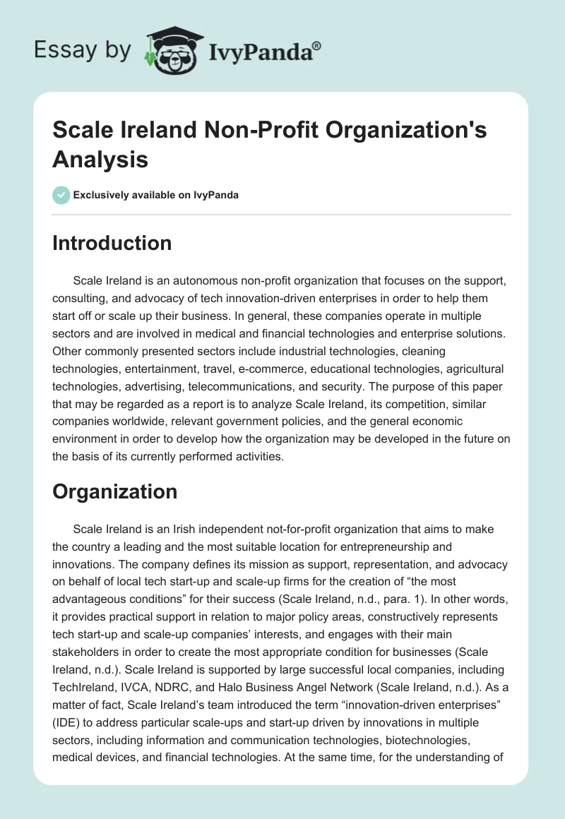 Scale Ireland Non-Profit Organization's Analysis. Page 1