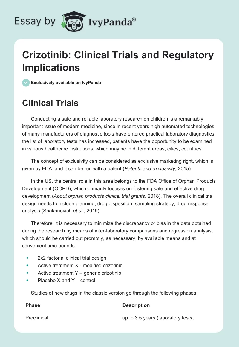 Crizotinib: Clinical Trials and Regulatory Implications. Page 1