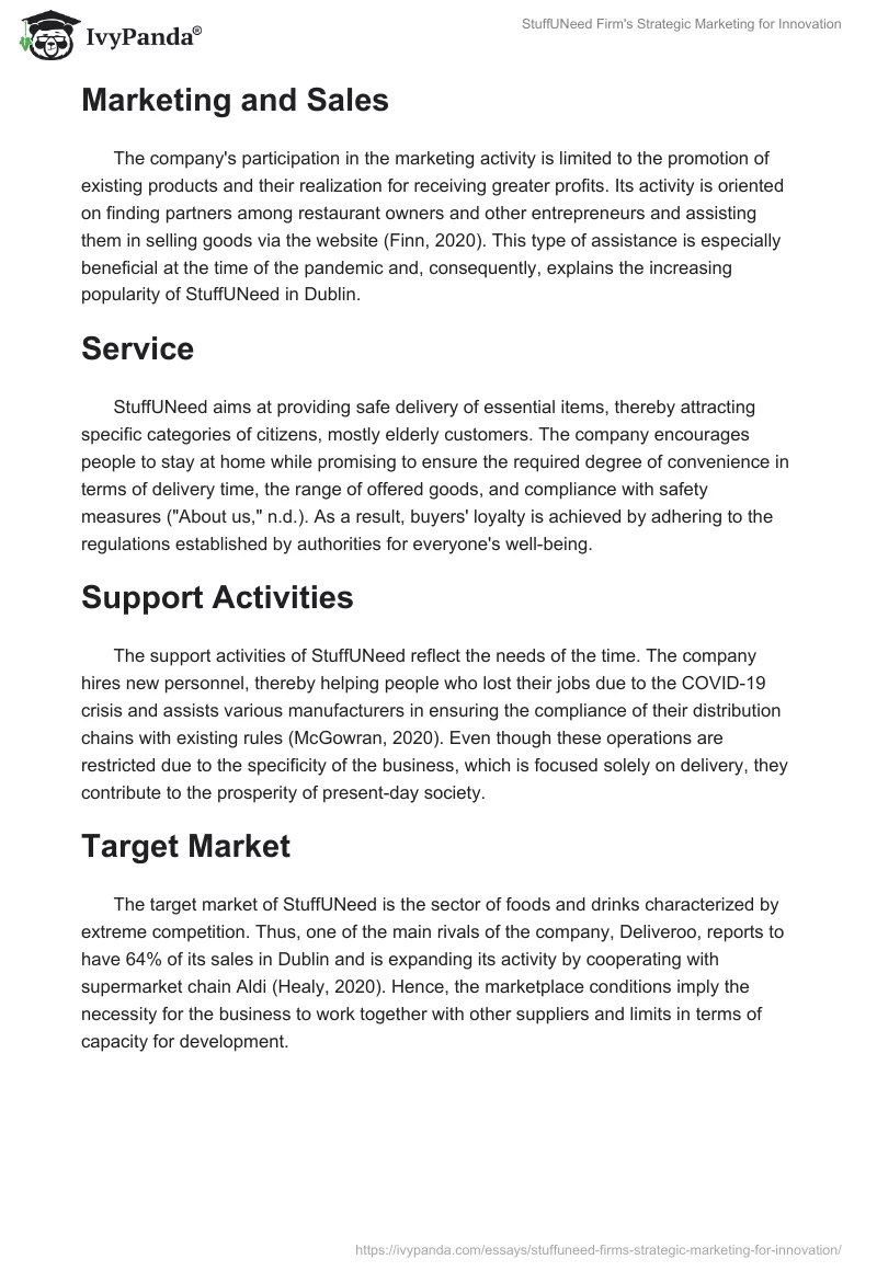 StuffUNeed Firm's Strategic Marketing for Innovation. Page 3