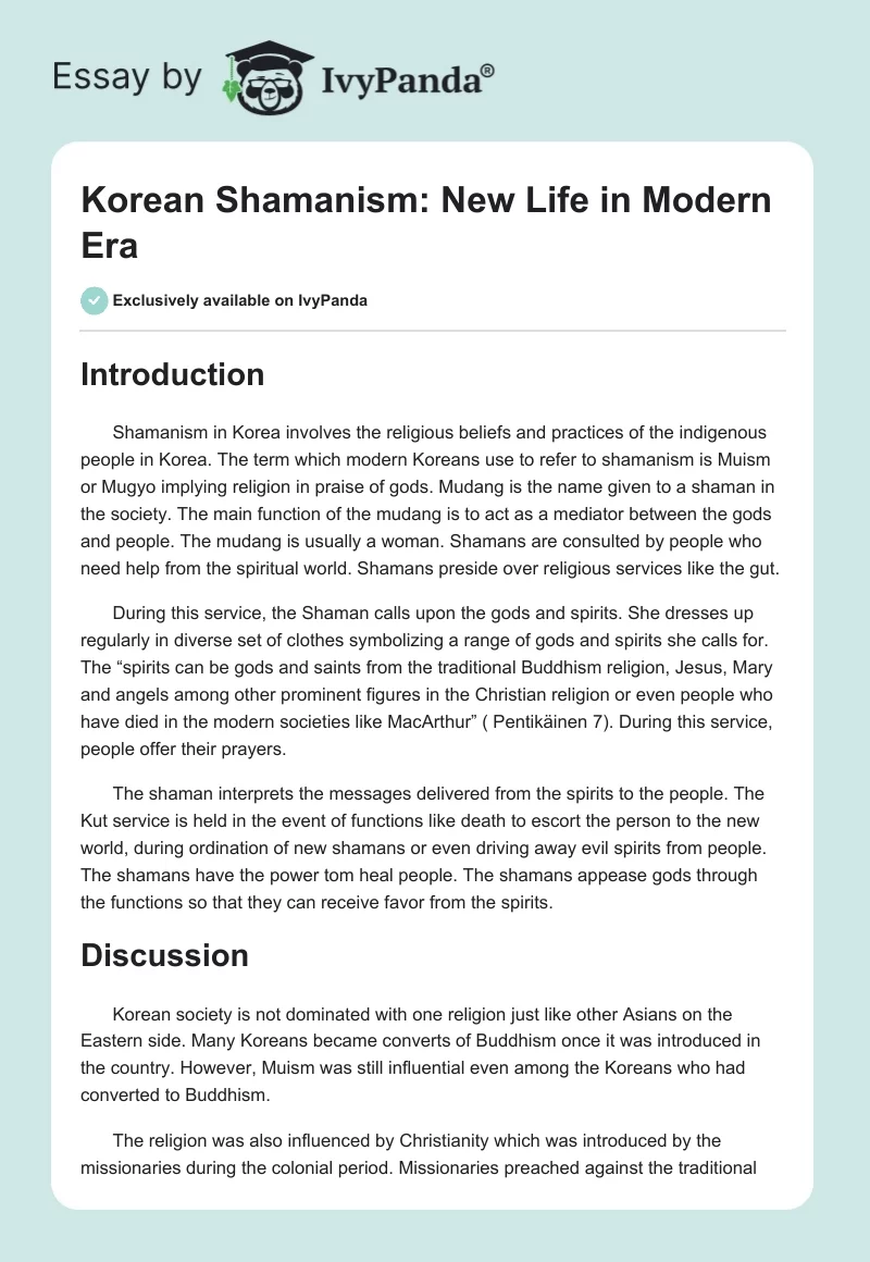 Korean Shamanism: New Life in Modern Era. Page 1