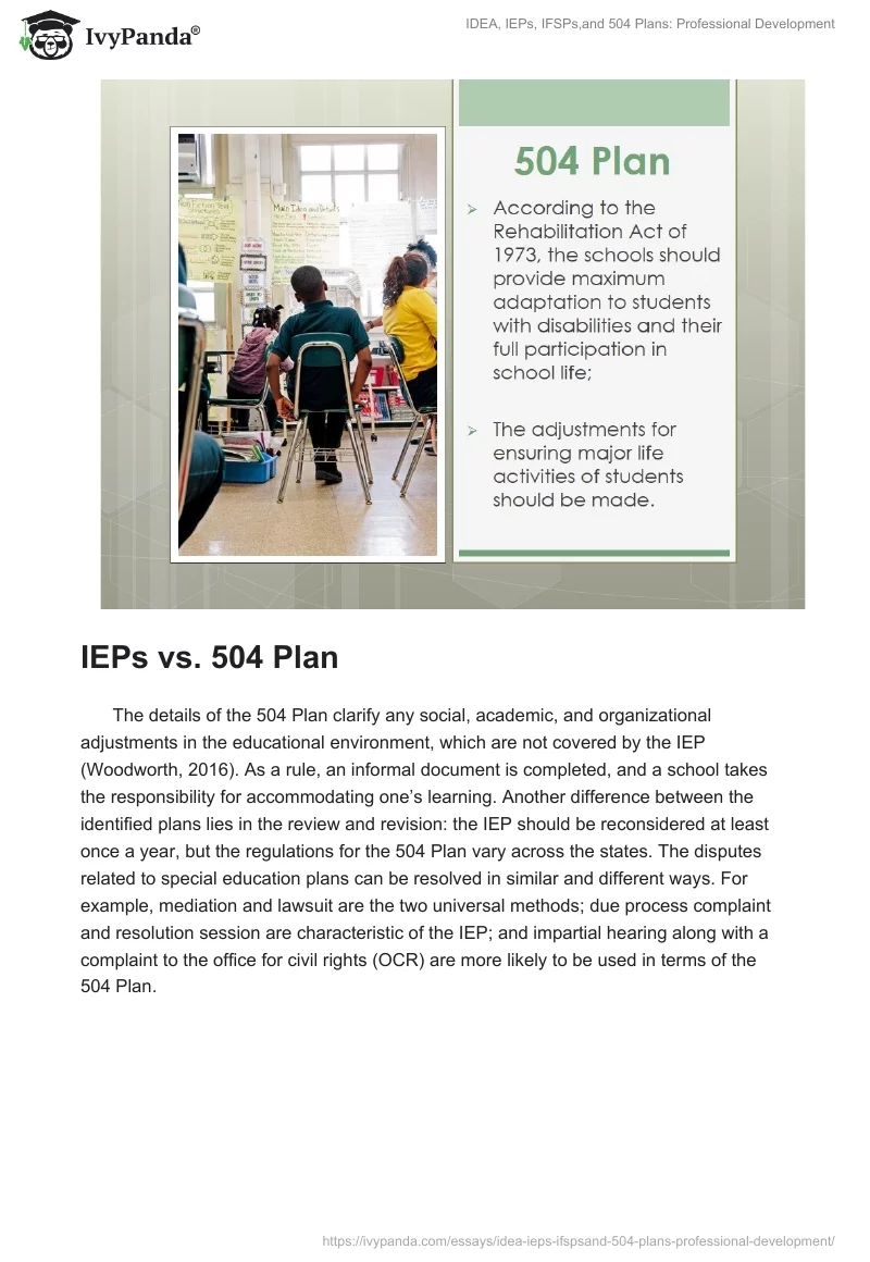 IDEA, IEPs, IFSPs,and 504 Plans: Professional Development. Page 5