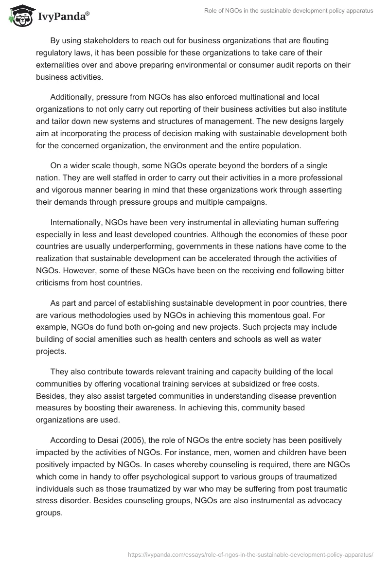 Role of NGOs in the sustainable development policy apparatus. Page 2