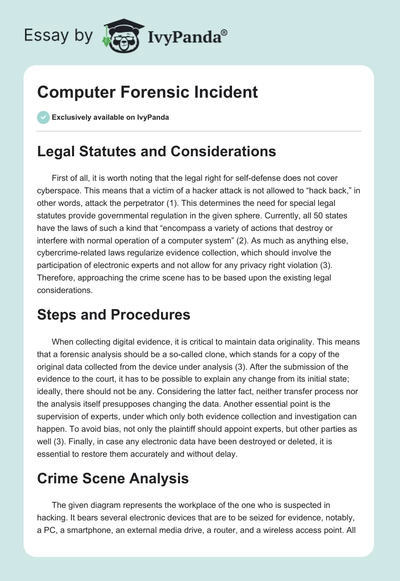 Computer Forensic Incident. Page 1