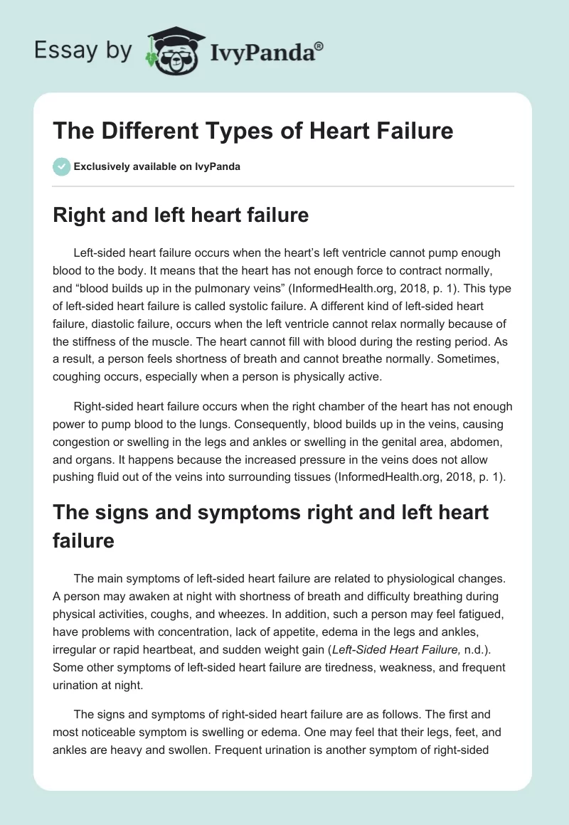 The Different Types of Heart Failure. Page 1