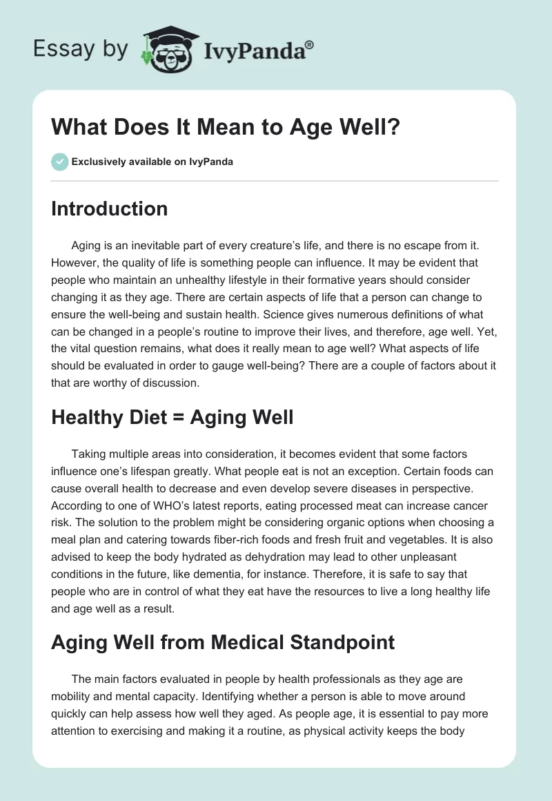 What Does It Mean to Age Well?. Page 1