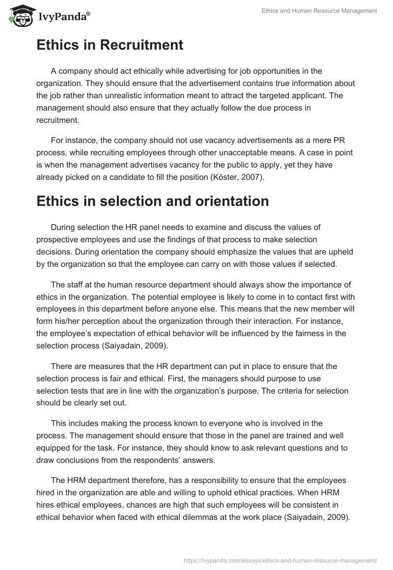Ethics and Human Resource Management. Page 2