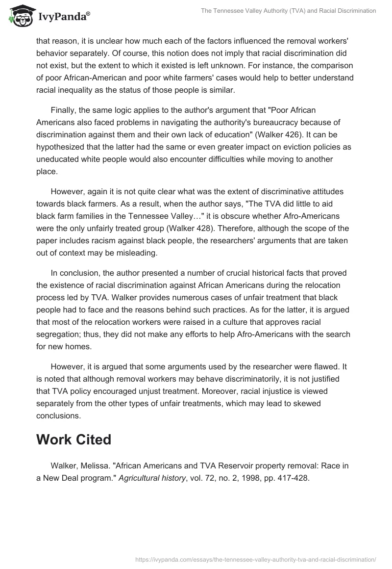 The Tennessee Valley Authority (TVA) and Racial Discrimination. Page 2
