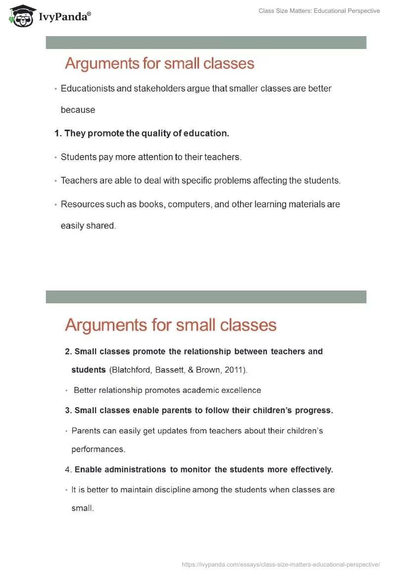 Class Size Matters: Educational Perspective. Page 5