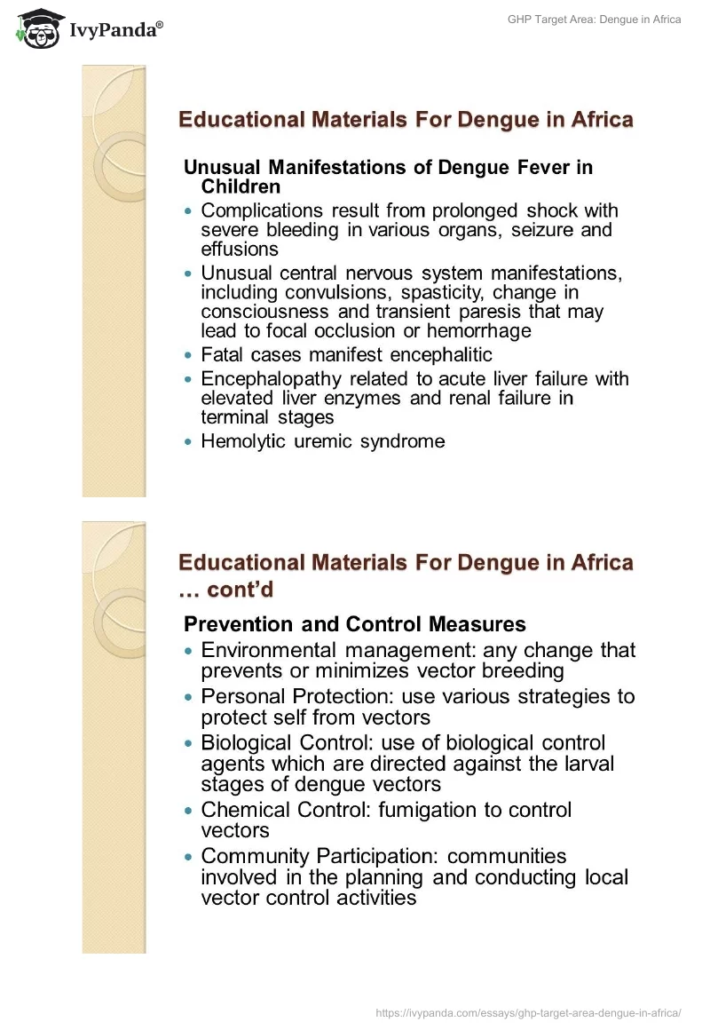 GHP Target Area: Dengue in Africa. Page 4