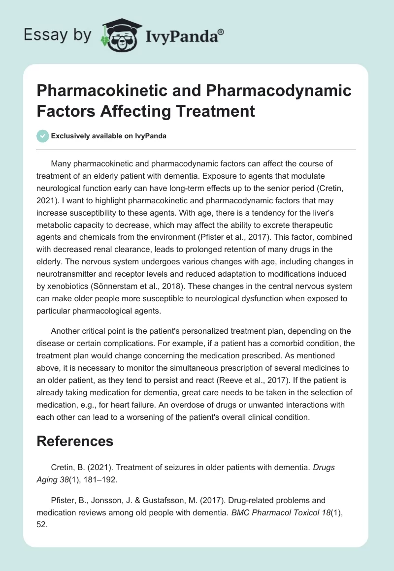 Pharmacokinetic and Pharmacodynamic Factors Affecting Treatment. Page 1