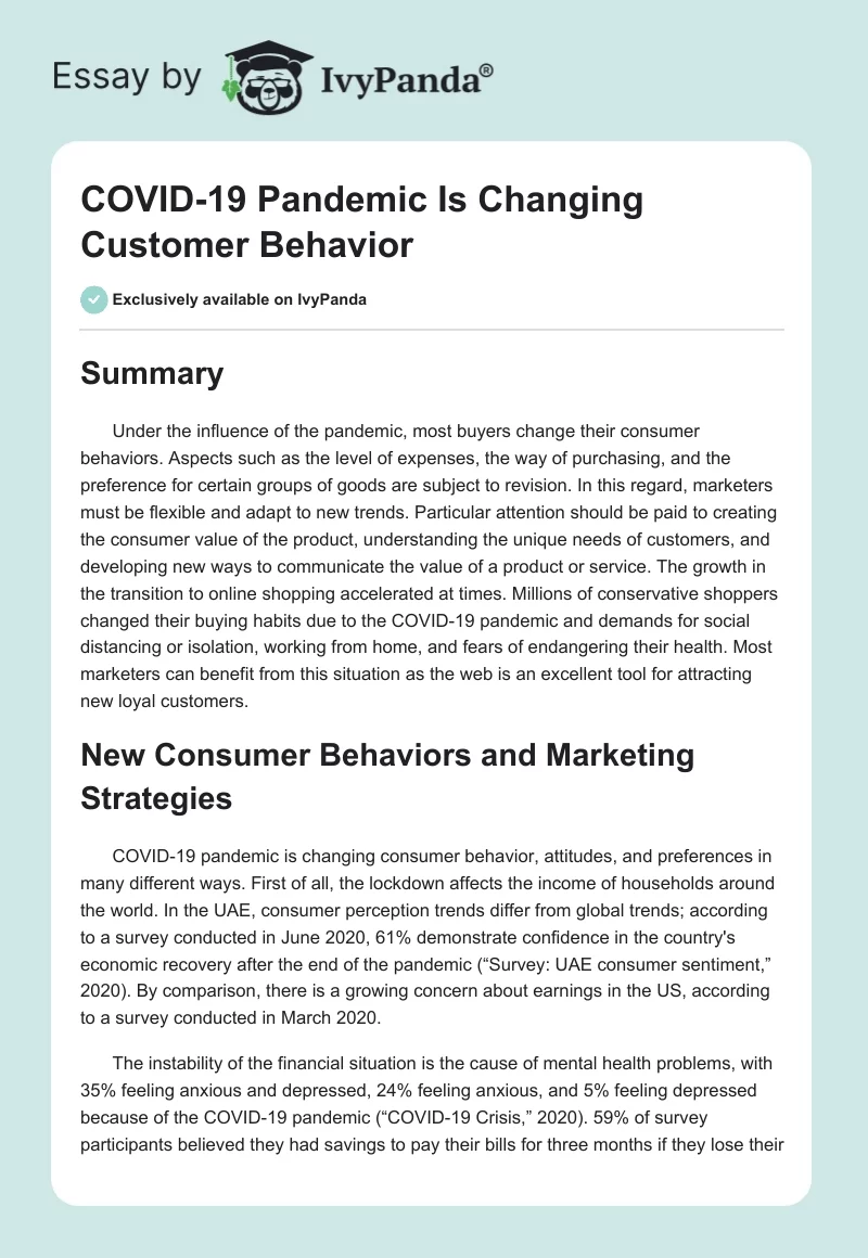 COVID-19 Pandemic Is Changing Customer Behavior. Page 1